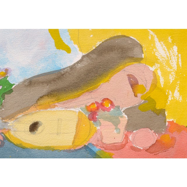 Colorful still life with flowers and a mandolin by Les (Leslie Luverne) Anderson (American, 1928-2009). From the estate of...