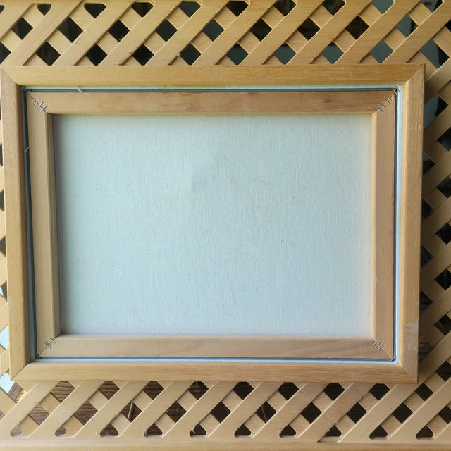 Wood Vintage Raw Wood Lattice Framed Floral Oil Painting by L. Tunnell Ooak Cottage For Sale - Image 7 of 18