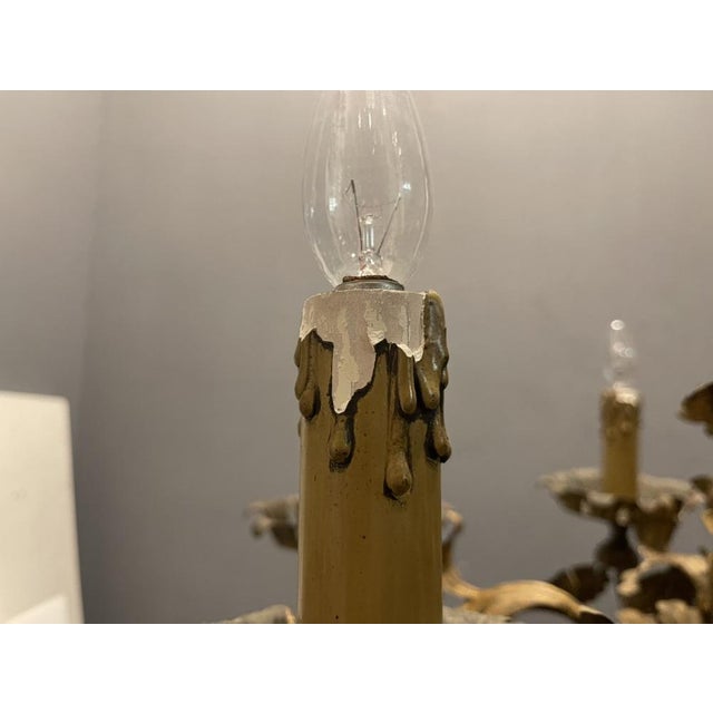 Large Vintage Italian Tole Chandelier, 1940s For Sale - Image 4 of 16