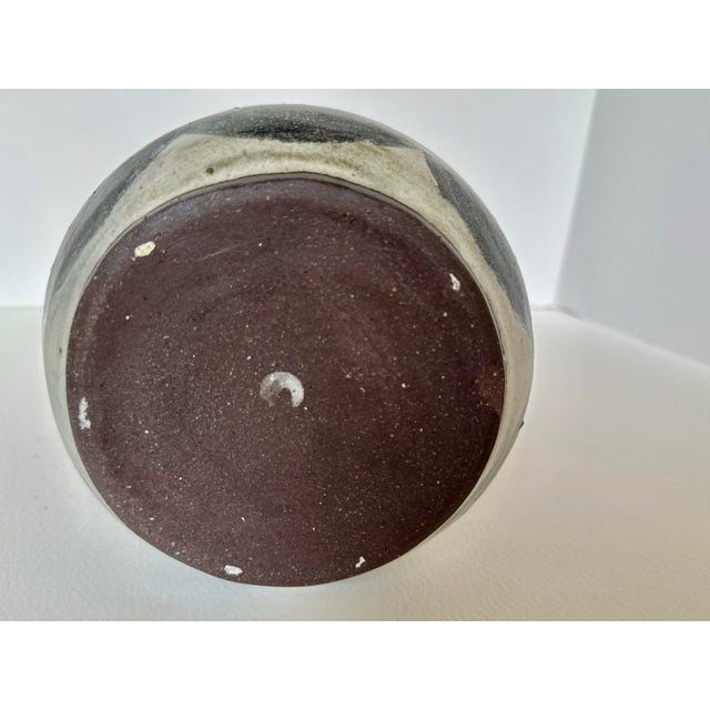 Late 20th Century Primitive Black Ceramic Vase With Abstract Markings For Sale In San Francisco - Image 6 of 9