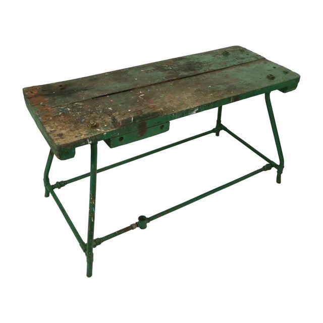Green Industrial Green Workbench, 1950s For Sale - Image 8 of 18
