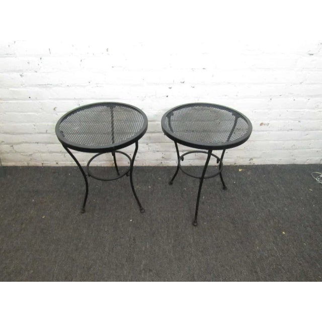 Mid 20th Century Vintage Black Metal Side Tables - a Pair For Sale - Image 5 of 5