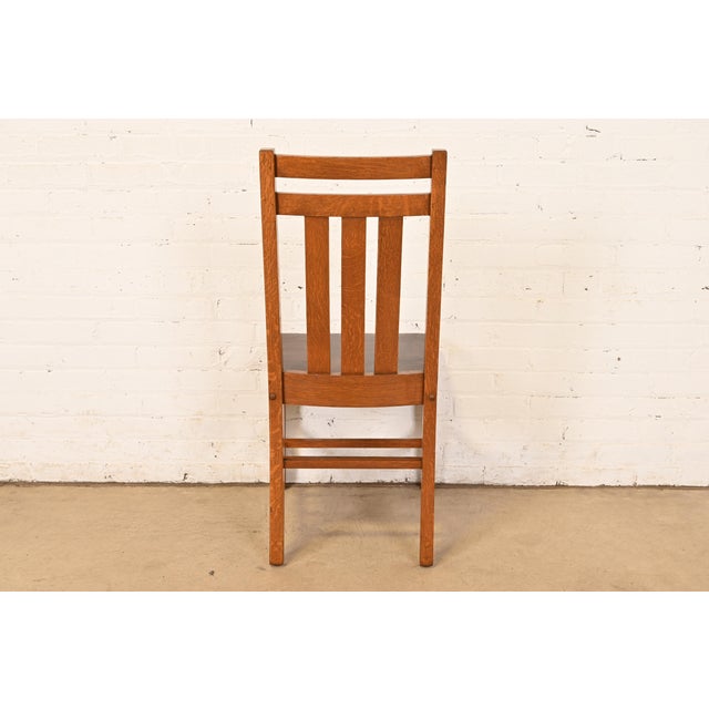 Stickley Brothers Style Antique Mission Oak Arts & Crafts Desk Chair or Side Chair, Circa 1900 For Sale - Image 9 of 10