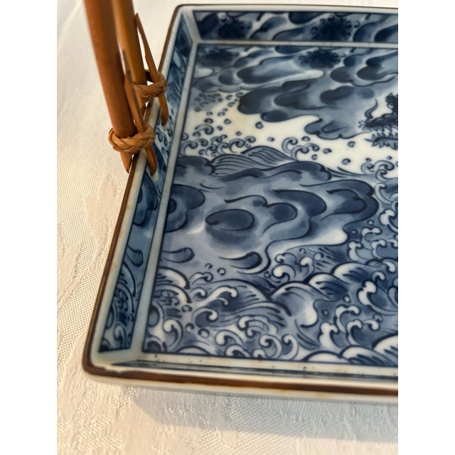 Japanese 1970s Japanese Blue Dragon Handled Tray For Sale - Image 3 of 5