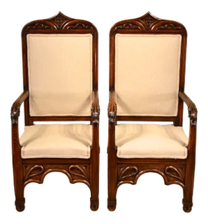 19th C Pair of Gothic Armchairs