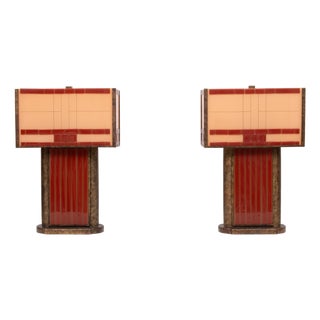 Art Deco Cut Glass Table Lamps, 1990, Set of 2 For Sale