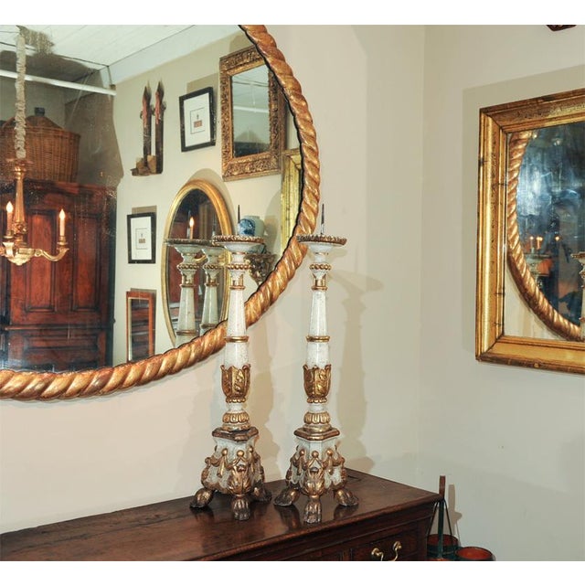 Gold White and Gold Large Scale Italian Pricket Sticks - a Pair For Sale - Image 8 of 9