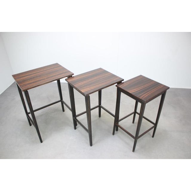 Mid-Century Modern Macassar Veneer Nesting Tables, 1950s, Set of 3 For Sale - Image 9 of 13