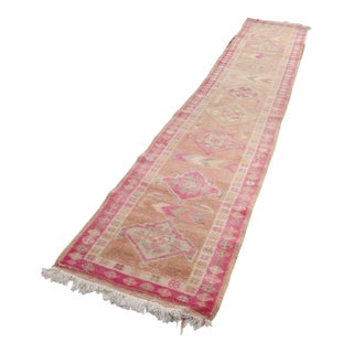 Mid 20th Century Turkish Anatolian Oushak Runner Rug For Sale
