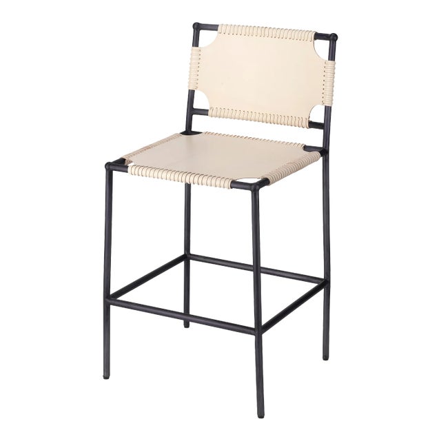 Jamie Young Asher Counter Stool in White For Sale