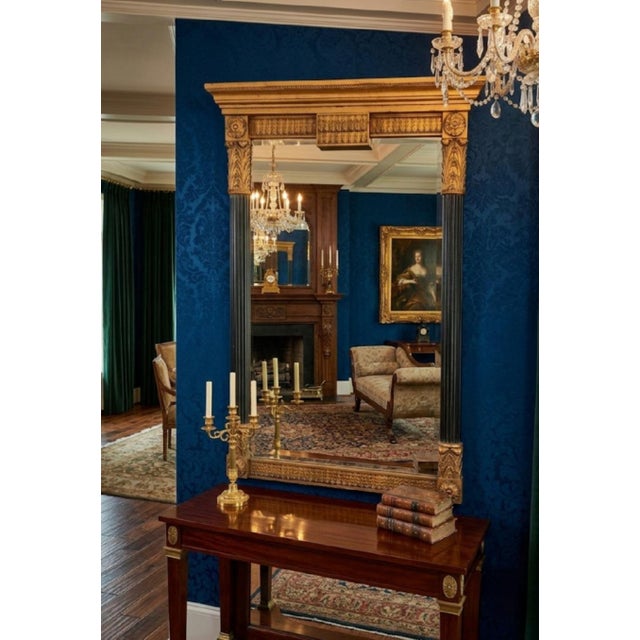 Wood Vintage Neoclassical John-Richard Ebonized & Gold Leaf Architectural Elegant Wall Mirror- 3 Available For Sale - Image 7 of 13