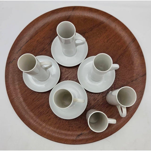Mid 20th Century Lagardo Tackett White Porcelain Espresso Demitasse Cups, Set of 6 For Sale - Image 10 of 12