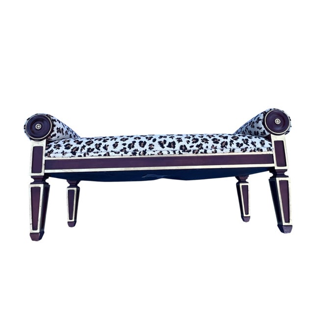 Lewis Mittman Late 20th Century Lewis Mittman Neoclassical Regency Mahogany Bench With Leopard Upholstery For Sale - Image 4 of 17