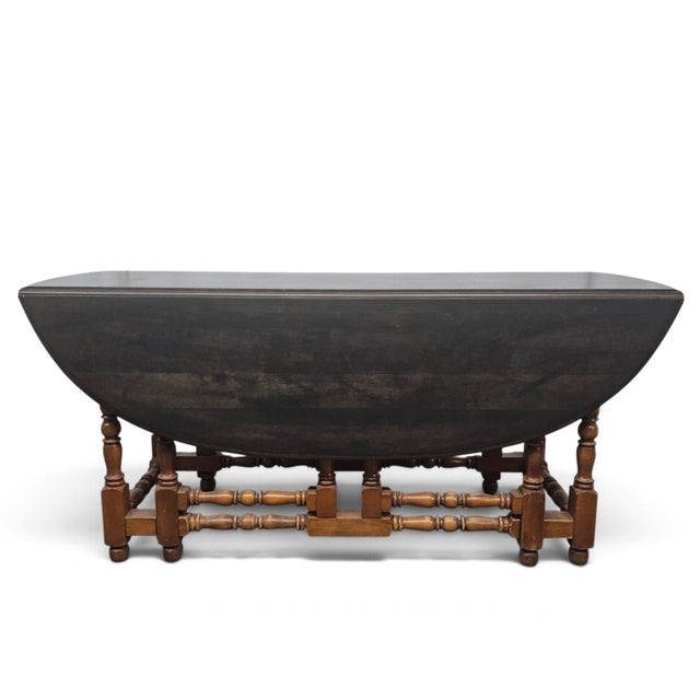 Late 20th Century William and Mary Style Jacobean Gateleg Drop-Leaf Dining Table For Sale In San Francisco - Image 6 of 18
