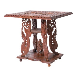 Anglo Indian Carved Wood Stand or Table For Sale