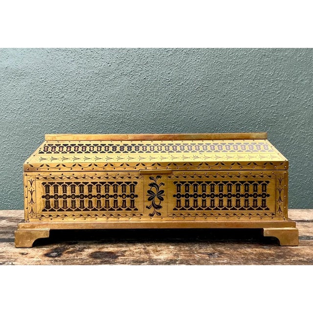 Vintage Brass Inlaid Decorative Box For Sale - Image 12 of 12