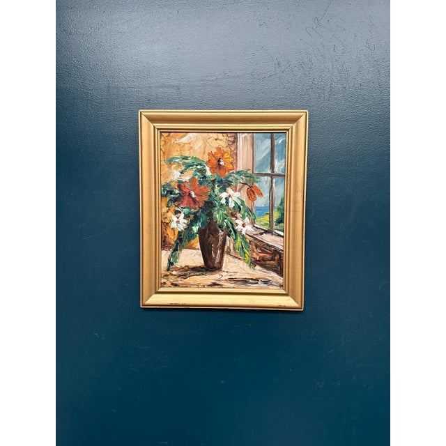 Magnus Tull, Flower Painting, 1950s, Oil on Board, Framed, in Very Good conditions. Designed 1950 to 1959 This piece has...