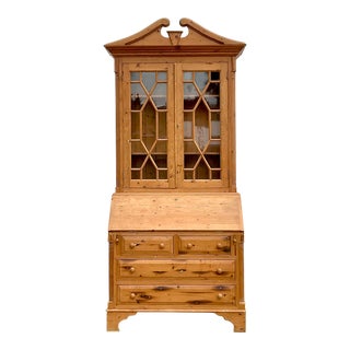 Vintage Boho Pine Secretary Desk For Sale