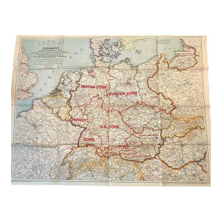 National Geographic Map of Occupied Germany and Austria [and] World Map For Sale