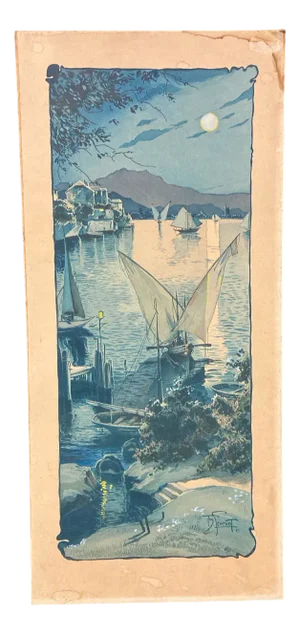 Schmidt, Marine in Moonlight, 1903, Chromolithograph