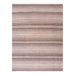 1930s Multi Brown Stripe Tribal Kilim Flat Woven Antique n.w. Persian Rug 8'4" X 10'0" Wool Carpet For Sale