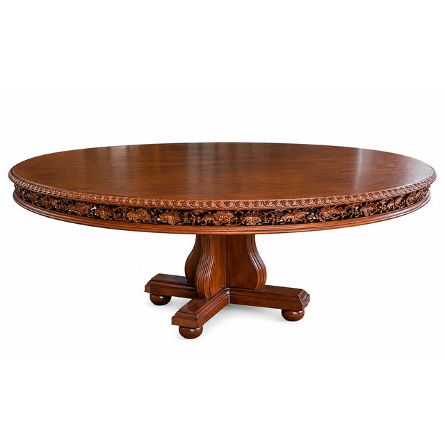 American 1990s Mario A. Genovese Vintage Round Table With Carved Apron For Sale - Image 3 of 9