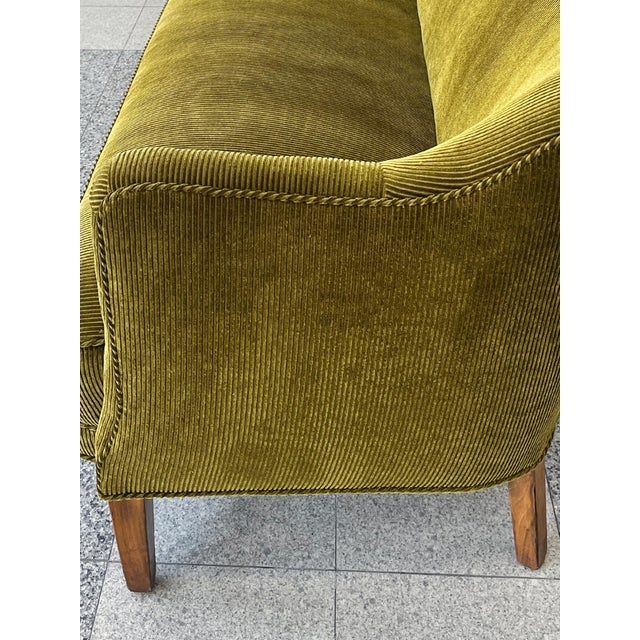 1940s Nanna Ditzel Style Danish Settee, Reupholstered in Green Corduroy For Sale - Image 13 of 14