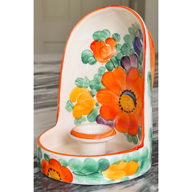 1930's Ditmar Urbach Hand Painted Chamberstick Candle Holder For Sale - Image 11 of 18