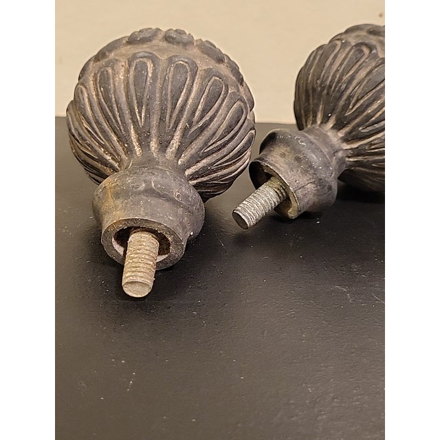 Antique Urn Cast Bronze Architectural Garden Finials, A Pair For Sale - Image 4 of 8