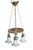 Antique drop light pendant chandelier. Made of brass featuring Victorian styling with four ruffled frosted / satin glass...