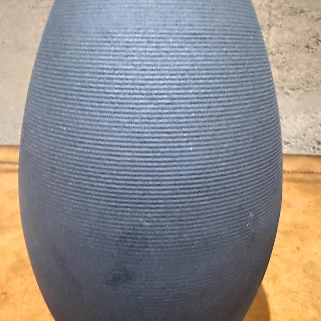 Contemporary Contemporary Modernist Pottery Vase Dark Gray Horizontal Texture For Sale - Image 3 of 13