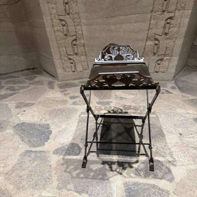 Metal 1920s Neoclassical Antique Cast Iron Vanity Bench Stool by Oscar Bach For Sale - Image 7 of 10
