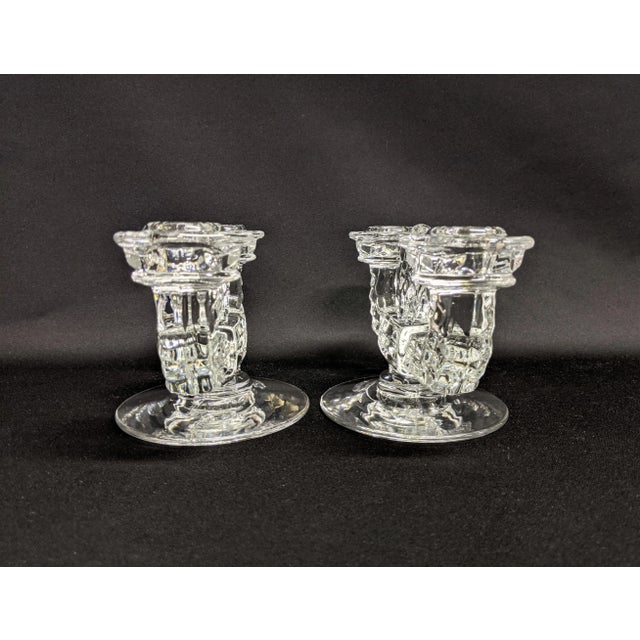 Art Deco Fostoria Glass Double Candle Holders - A Pair For Sale - Image 3 of 9