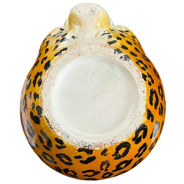 Ceramic 1970s Monumental Sculptural Leopard Head Cachepot – Hand Painted Ceramic – Hollywood Regency Statement Object For Sale - Image 7 of 12