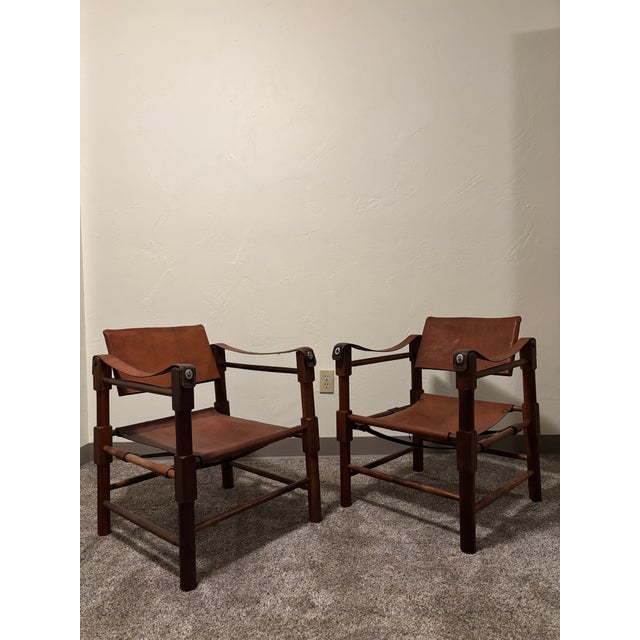 Vintage 1920s Roorkee Safari Chairs Set of 4 Brown Leather & Wood, Handmade For Sale - Image 6 of 12