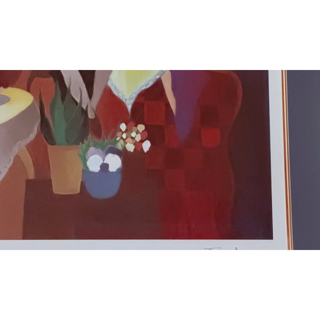 2000 - 2009 Contemporary Seriolithograph in Color on Paper Morning Social Figurative Interior Scene by Itzchak Tarkay For Sale - Image 5 of 11