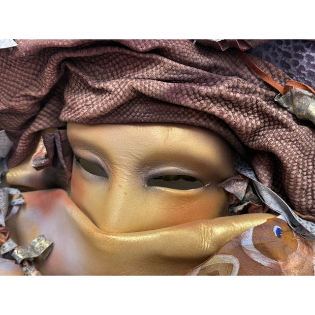 1990s Dominique Caron Handmade Leather Art Mask For Sale - Image 5 of 12