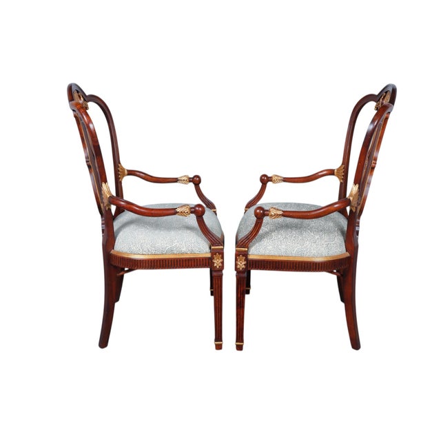 2010s English Regency Lyre Back Gilded Armchairs, a Pair For Sale - Image 5 of 9
