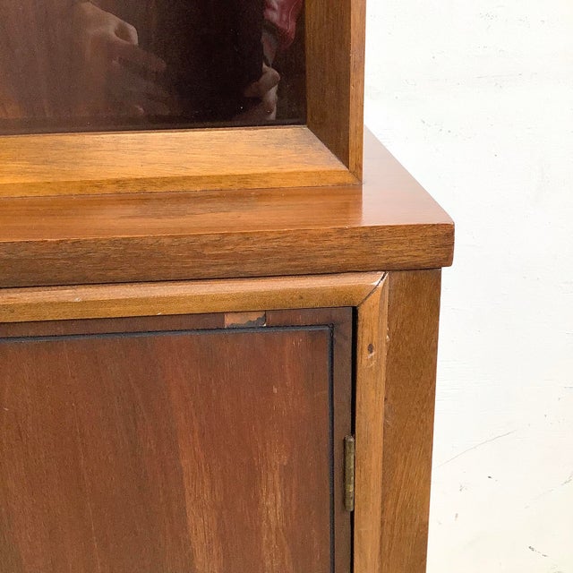 Mid-Century Walnut Sideboard With Glass-Front Storage For Sale - Image 12 of 12