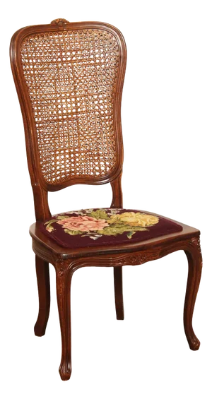 French Louis XV Style Vintage Cane Back Side Chair