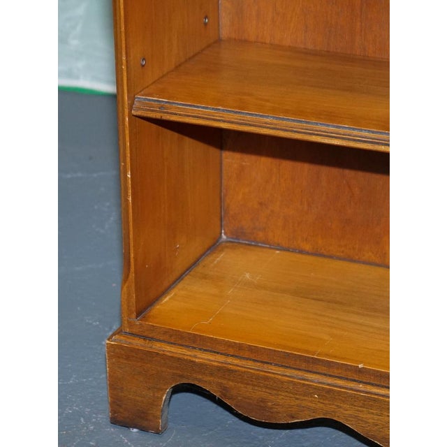 Vintage Burr Yew Wood Open Dwarf Library Bookcase with Two Drawers For Sale - Image 9 of 13