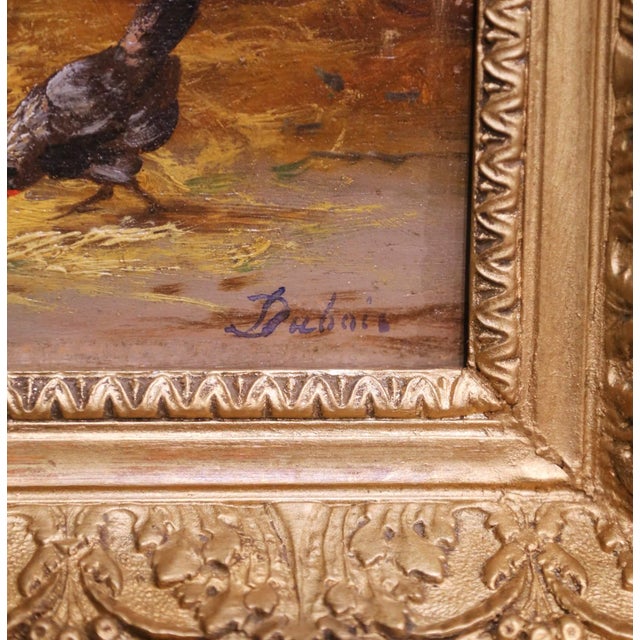 Wood Pair of 19th Century Belgium Pendant Chicken Paintings Signed Dubois For Sale - Image 7 of 15