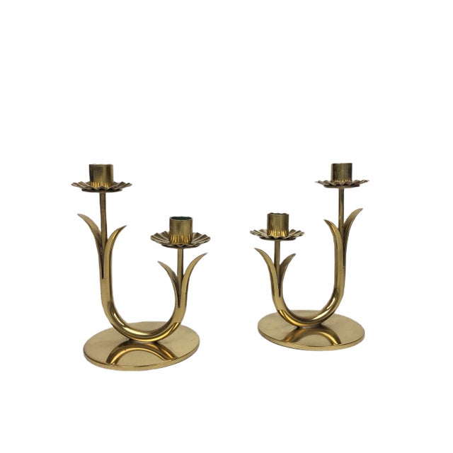 Vintage Swedish Candleholders by Gunnar Ander for Ystad-Metall, Set of 2 For Sale