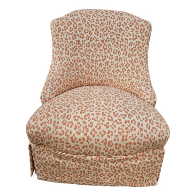 19th Century Slipper Chair With New Bruschwig & Fils Animal Print Upholstery For Sale
