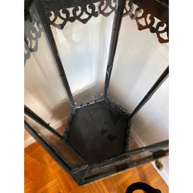 XTall Antique Gold Leaf Metal and Glass Floor Lantern Chairish