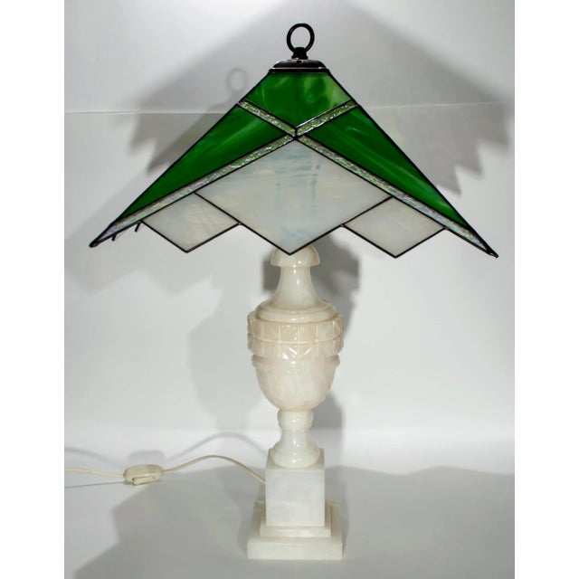 Vintage Alabaster and Glass Table Lamps, Set of 2 For Sale - Image 9 of 13