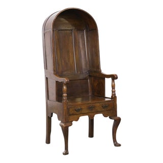 Antique English Hooded Lambing Chair, 1700s For Sale