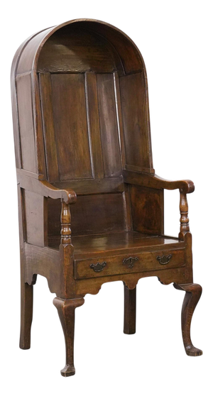 Antique English Hooded Lambing Chair, 1700s