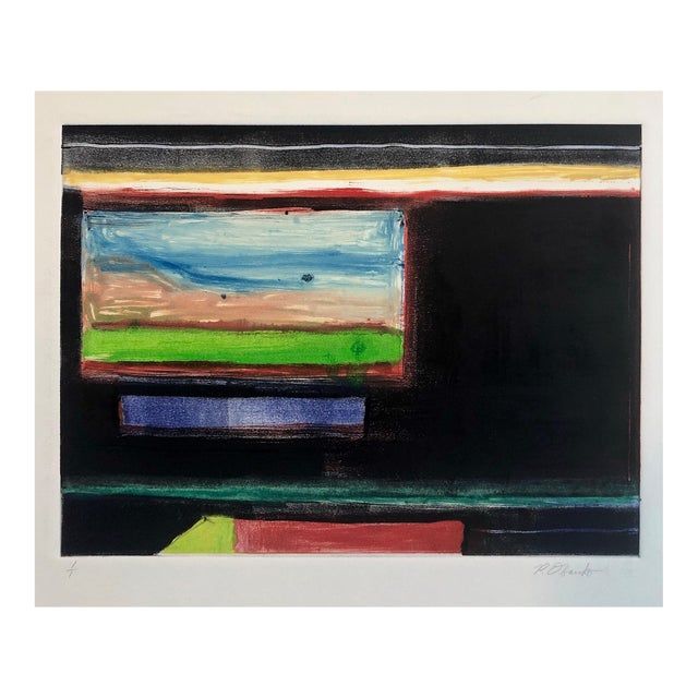 Pierre Obando, Abstract Modernist Colorful Bold Monoprint Monotype Painting Print Pierre Obando, 1997 For Sale