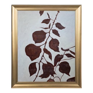 Original Botanical Abstract Painting, Hand Painted Acrylic on Board, Modern Floral Wall Art For Sale